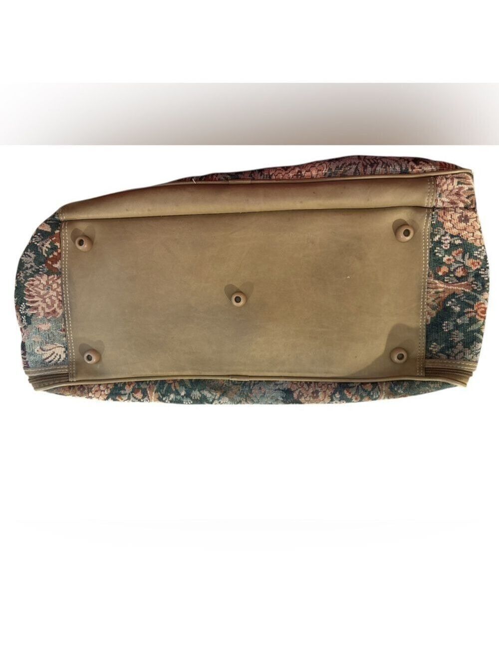 Capezio Brown and Tan Travel Bag with Vintage Tapestry Design Tan Leather Trim. - Picture 4 of 9